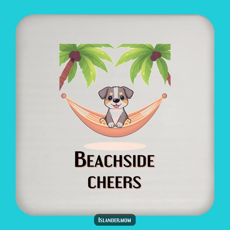 Funny Dog Hammock Drink Coaster - Protect Surfaces Tropical Style