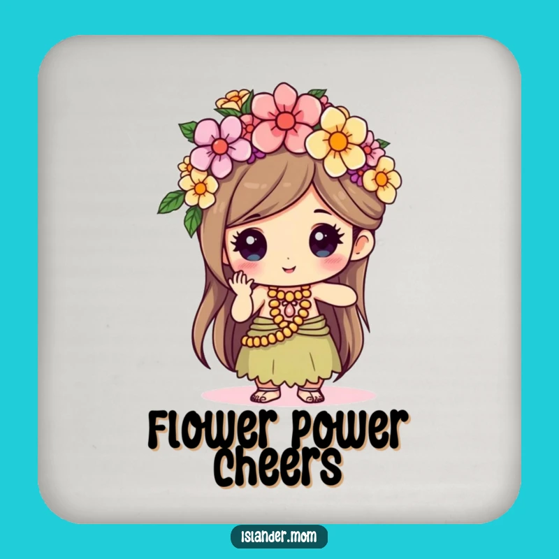 Funny Flower Crown Islander Coaster Set - Artistic Table Protection Gift