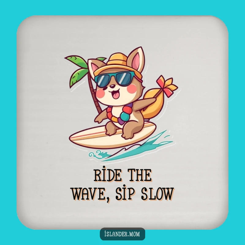 Funny Islander Animal Coasters: Cheerful Surfer for Beach Table Decor