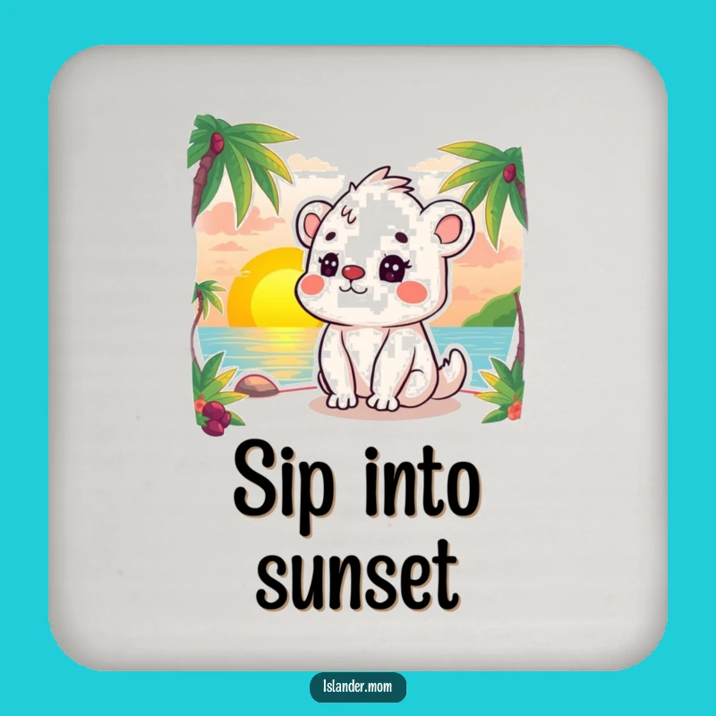 Funny Islander Animal Sunset Coaster, Protect Surfaces with Serenity