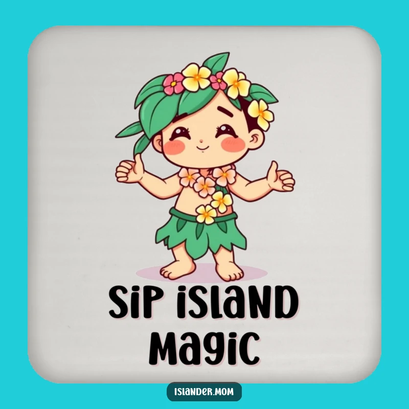 Funny Kawaii Islander Drink Coaster: Tropical Dancer Table Protector Gift