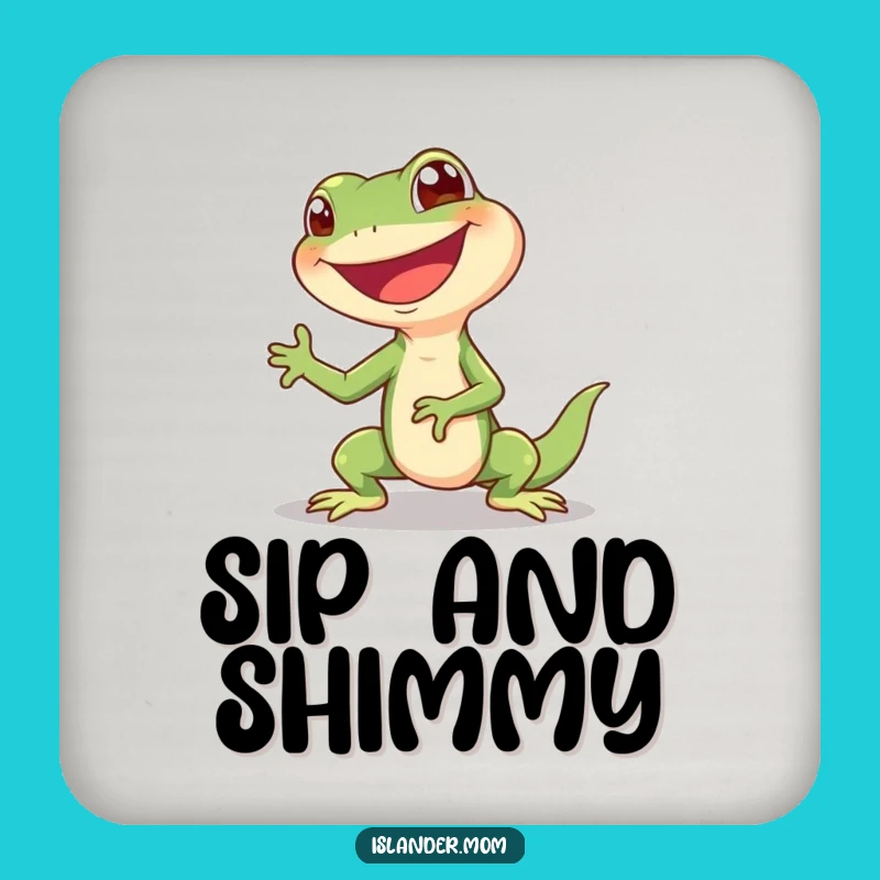 Funny Lizard Shimmy Drink Coaster: Giggling Reptile Protection Funny Gift