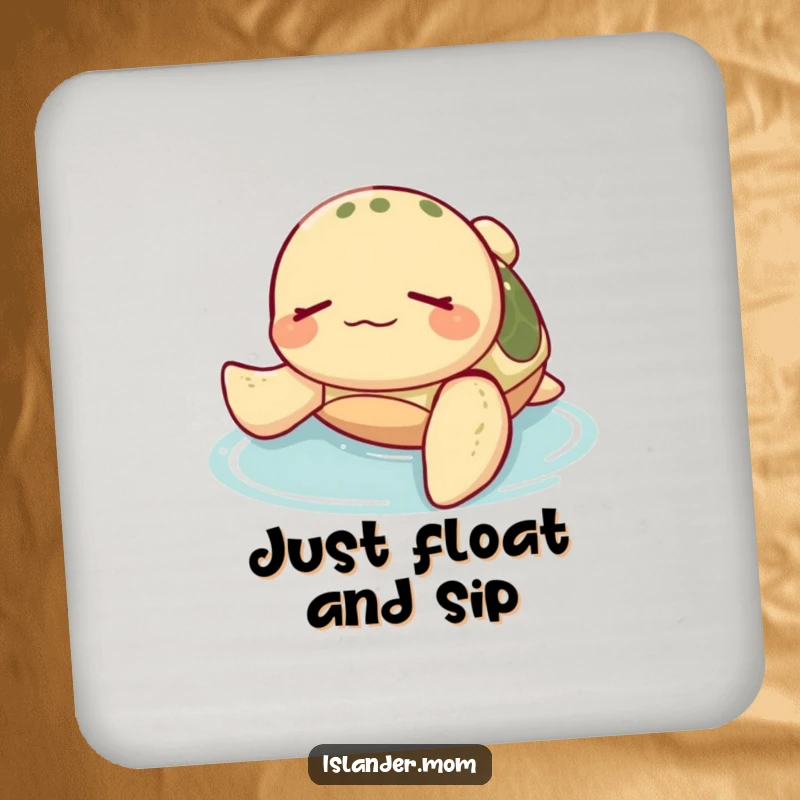 Funny Sea Turtle Coaster: A happy sea turtle floats on its back, protecting your furniture with serene oceanic charm.