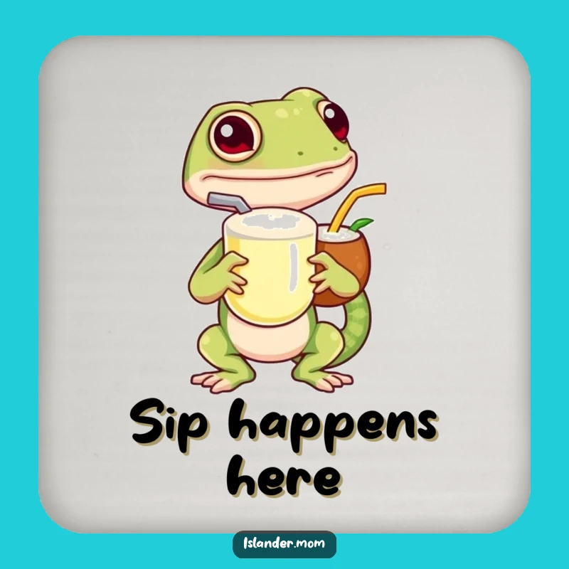 Funny Island Gecko Drink Coaster: Tropical Protection for Your Drinks