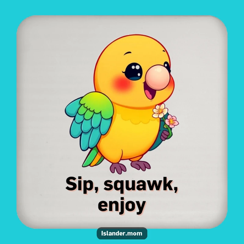 Funny Parrot Flower Beak Drink Coaster: Colorful Tropical Protection Funny Gift