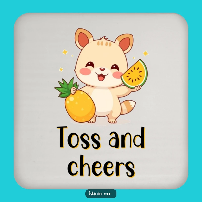 Funny Juggling Fruit Animal Drink Coaster: Protect Surfaces with Tropical Skill