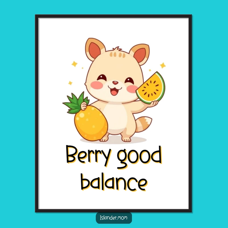 Funny Juggling Fruit Animal Poster: Brighten Your Walls with Tropical Fun!