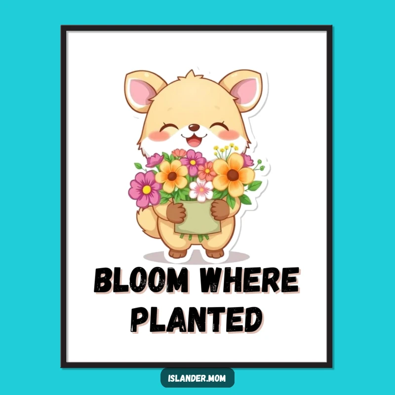 Funny Giggling Animal Flower Poster: Decorate with Giggles and Blooms