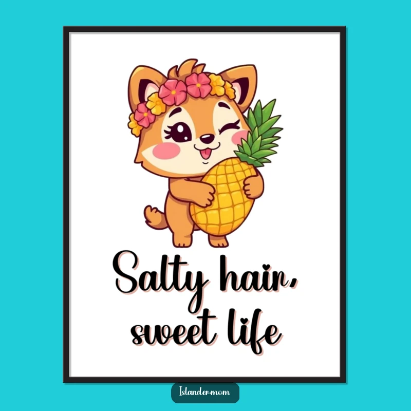 Funny Islander Animal Winking Pineapple Poster - Hilarious Tropical Wall Art Gift