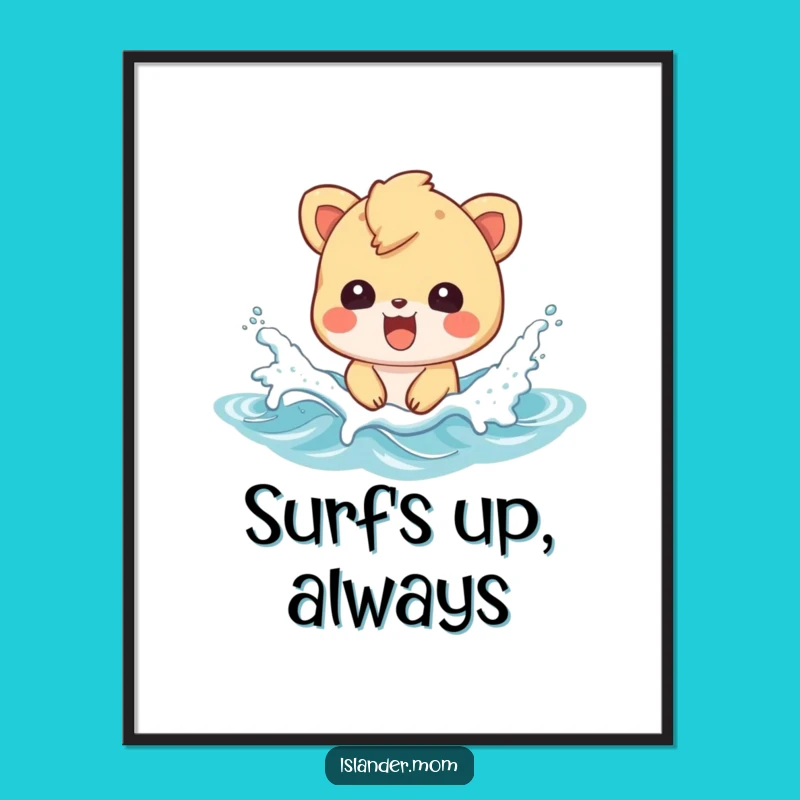 Funny Islander Wave Splash Poster - Beach Animal Wall Art