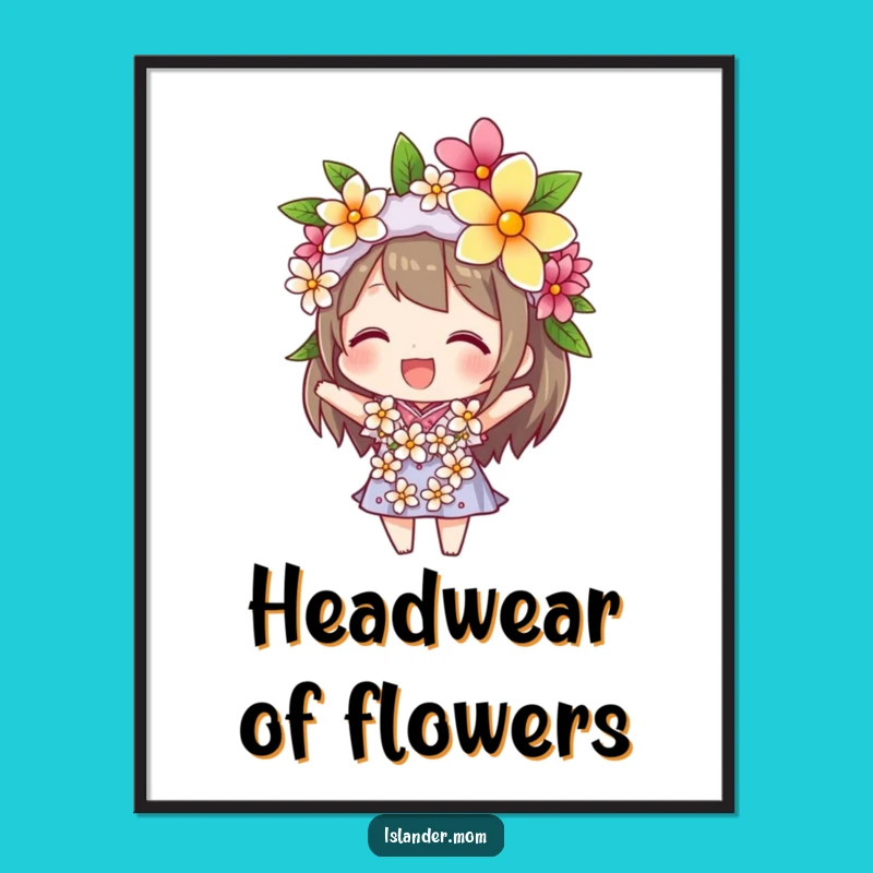 Funny Lei Head Balance Poster - Beaming Tropical Wall Art