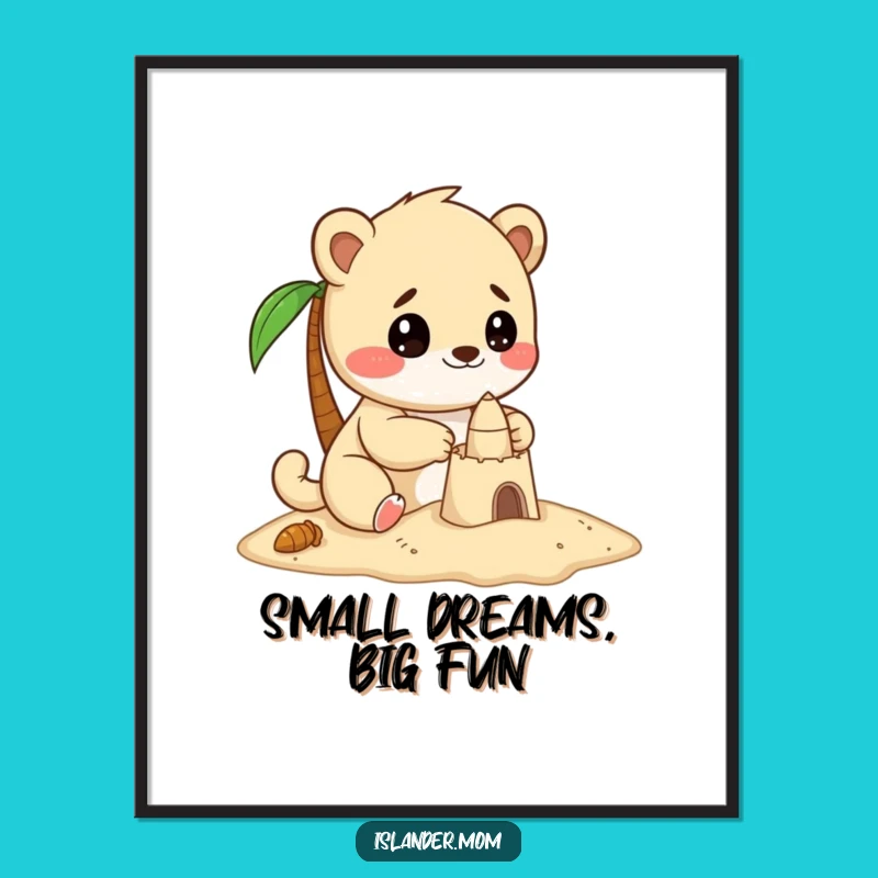 Funny Sandcastle Builder Animal Poster, Art of Focused Play