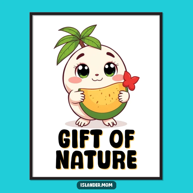 Funny Island Creature Poster: Heartwarming Wall Art with Gentle Eyes