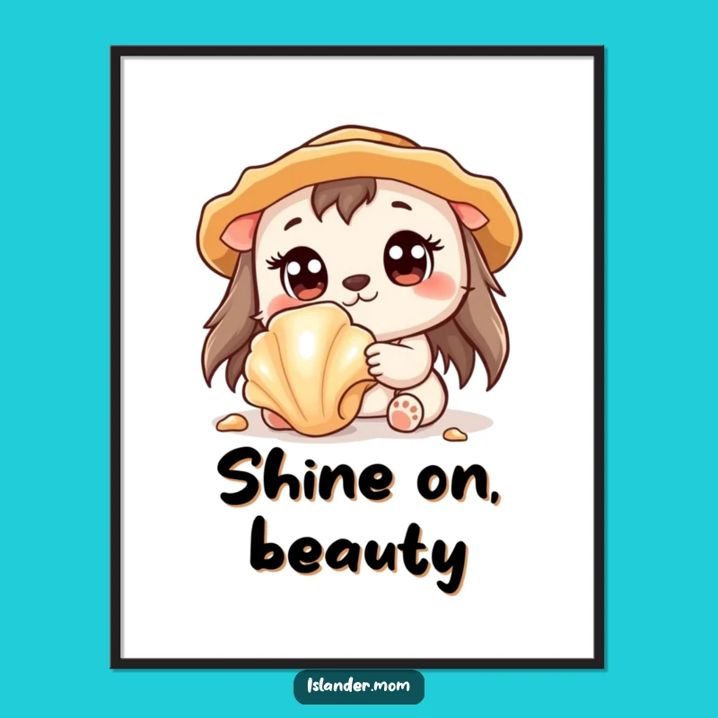 Funny Kawaii Animal Seashell Poster: Ocean Discovery & Cute Art Gift!