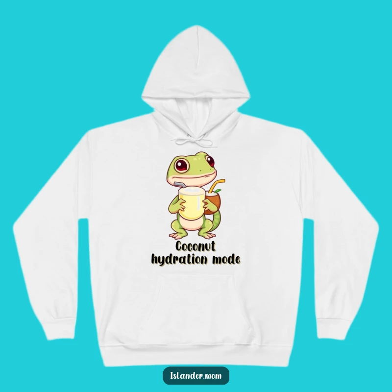 Funny Island Gecko Hoodie: Cozy Tropical Comfort with Coconut Drink