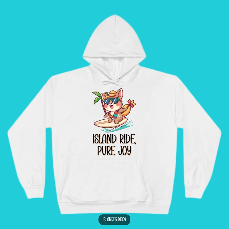 Cozy Funny Islander Animal Hoodie: Cheerful Surfer for Beach Vibes