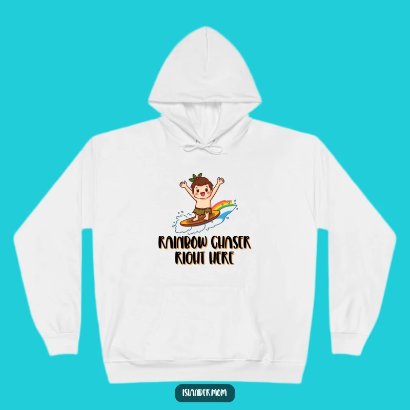 Cozy Funny Rainbow Wave Islander Hoodie - Warm & Cheerful Surf Gift