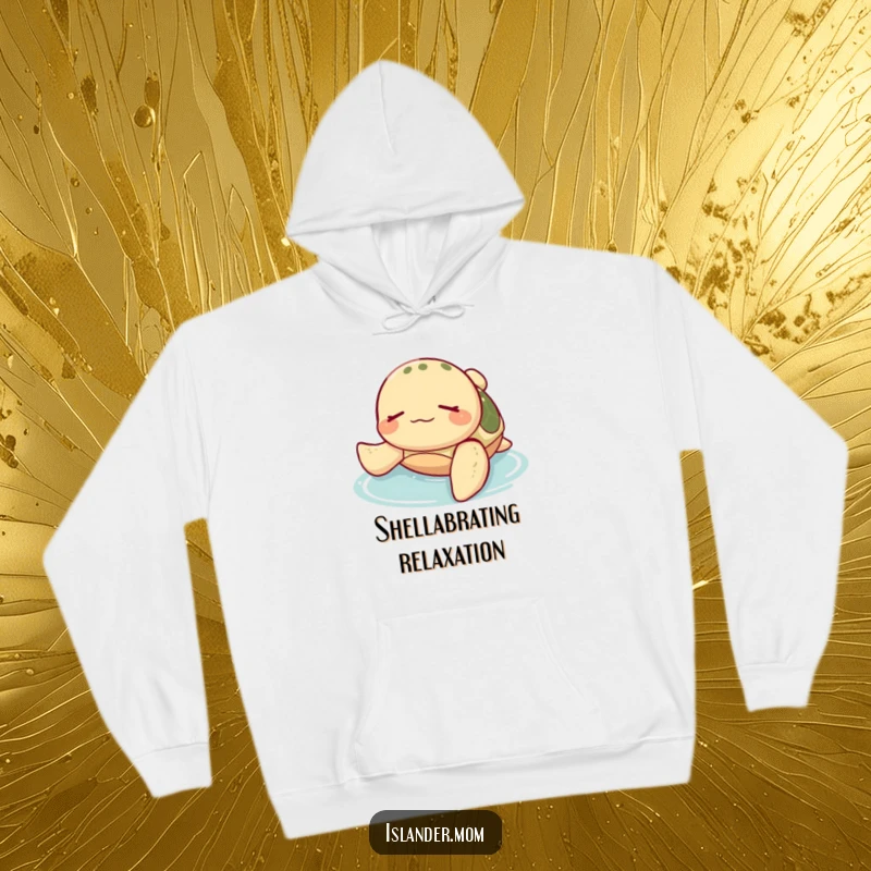 Funny Sea Turtle Hoodie: A happy sea turtle floats serenely on its back in calm water, offering cozy relaxation.