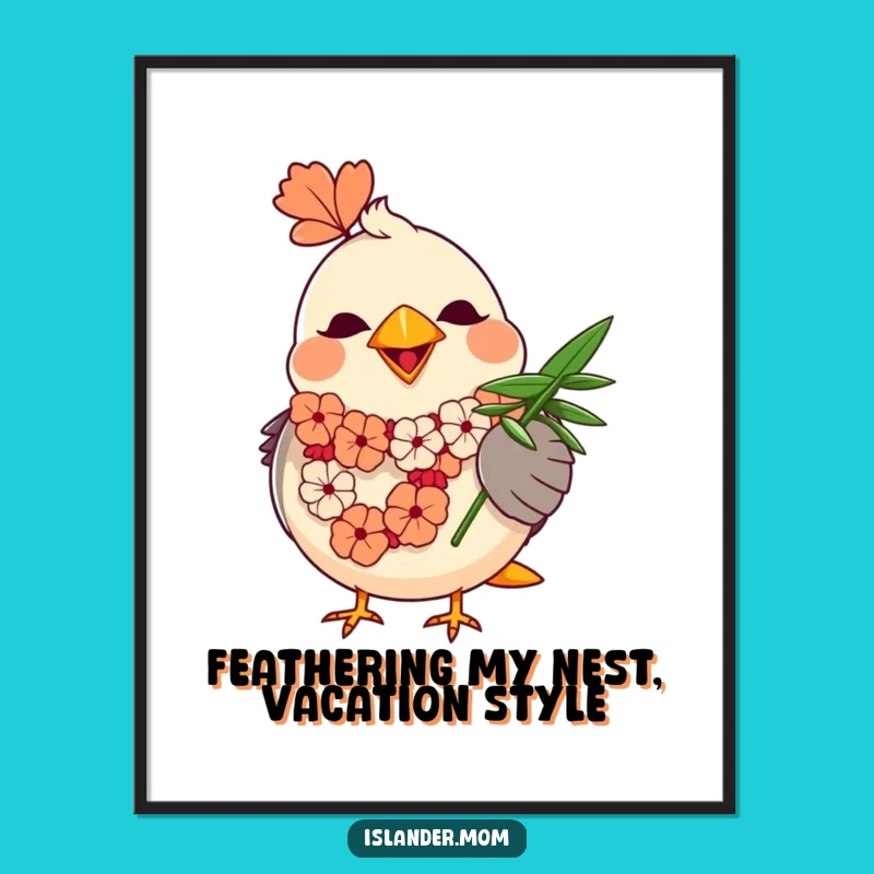 Free Printable Wall Art: Tropical Bird Lei Humorous Downloadable Art Gift