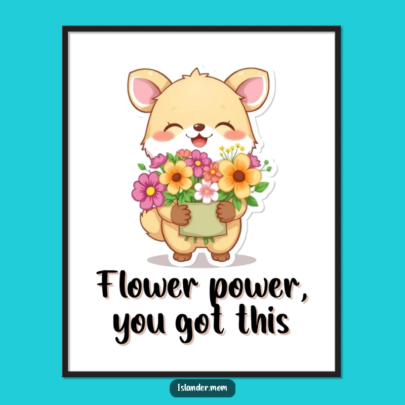 Free Printable Wall Art: Giggling Flower Animal - Cheerful & Vibrant Decor