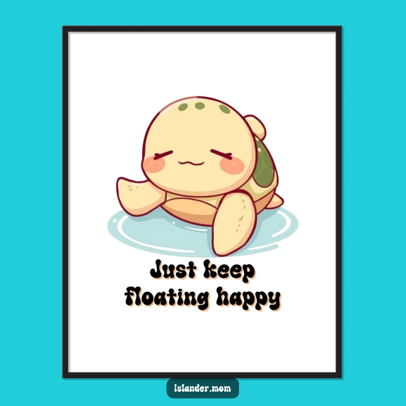 Free Printable Funny Sea Turtle Wall Art - Relaxed Floating Downloadable Decor