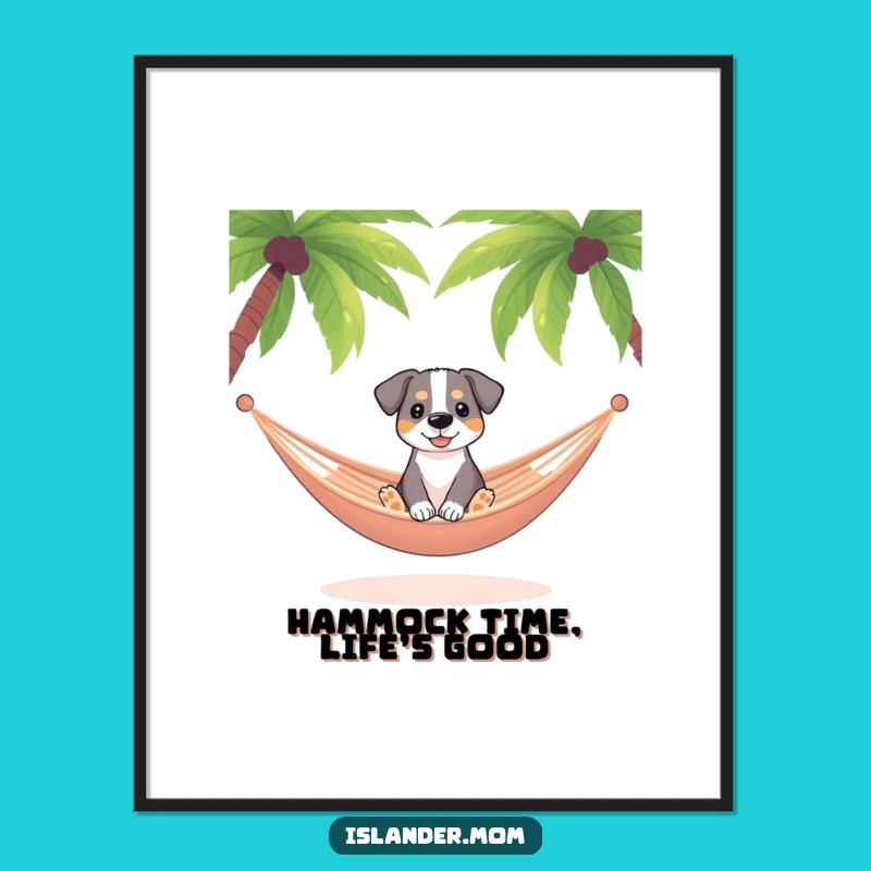 Free Printable Wall Art: Dog's Hammock Chill Funny Tropical Escape