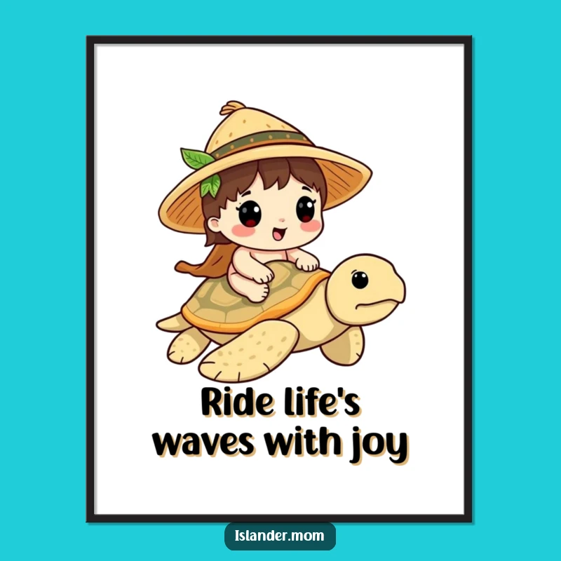 Free Printable Wall Art: Islander Turtle Ride DIY Humor Downloadable Decor