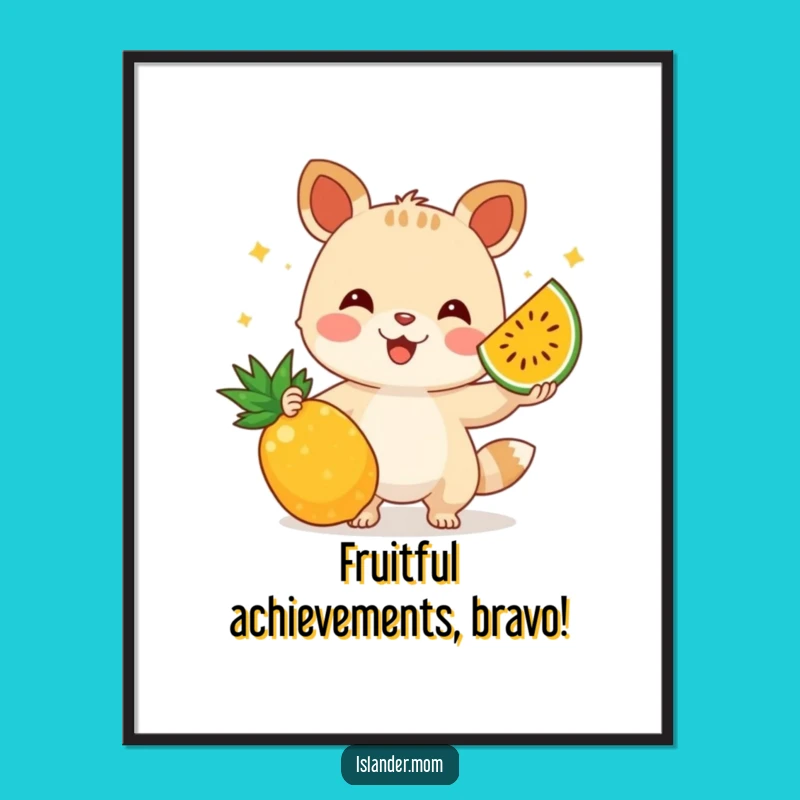 Free Printable Wall Art: Juggling Fruit Animal Tropical Decor Downloadable Art