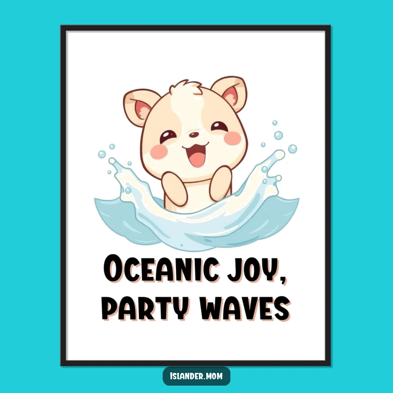 Free Printable Wall Art: Splashing Animal Beach Decor Downloadable Art