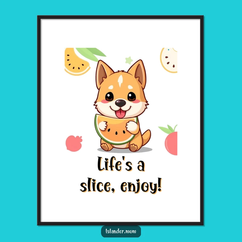 Free Printable Wall Art: Welcoming Fruit Dog - Funny Tropical Downloadable Art