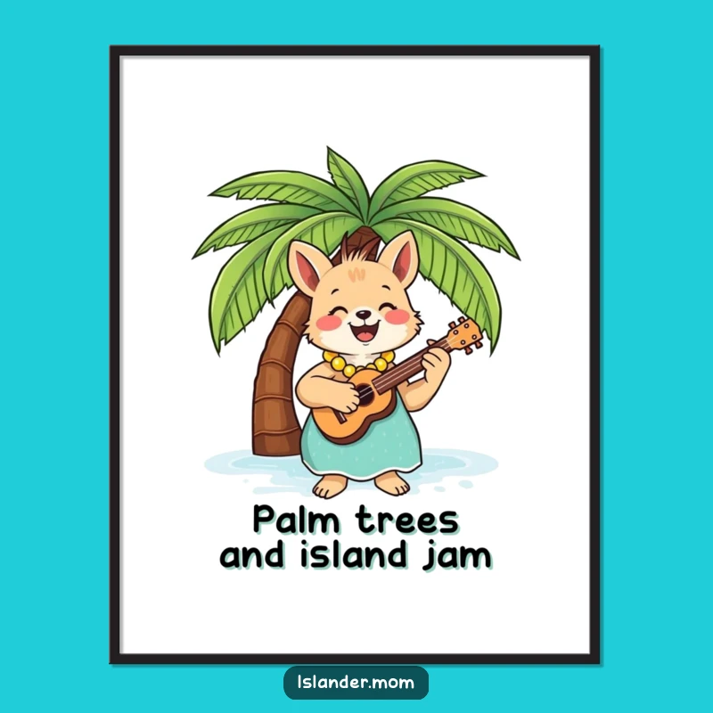 Funny Free Printable Wall Art: Islander Mom's Ukulele Jam for Tropical Relaxation