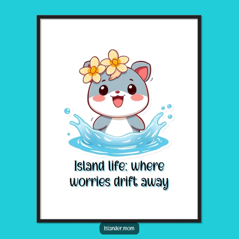 Free Printable Wall Art: Islander Animal Splashing! Funny Downloadable Decor, Tropical Art, DIY Gift