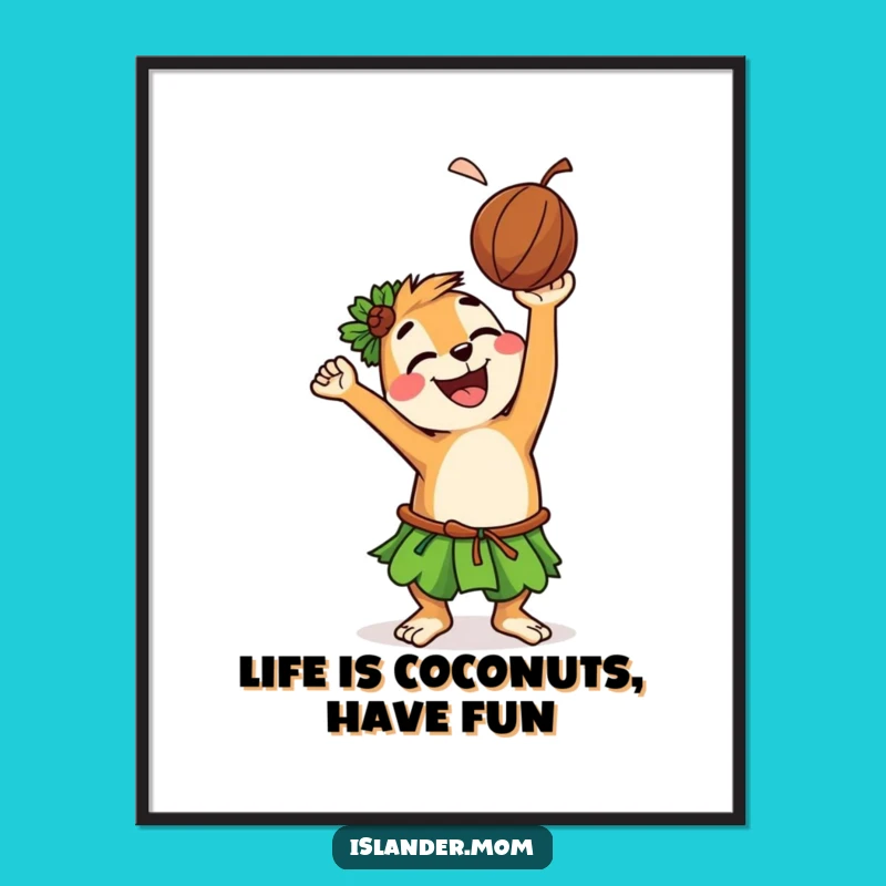 Free Printable Wall Art: Funny Coconut Toss Islander Animal Downloadable Art Gift