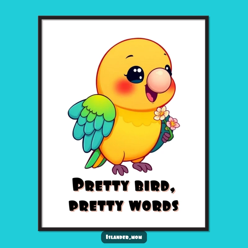 Free Printable Funny Parrot Wall Art - Colorful Bird Flower Downloadable Decor