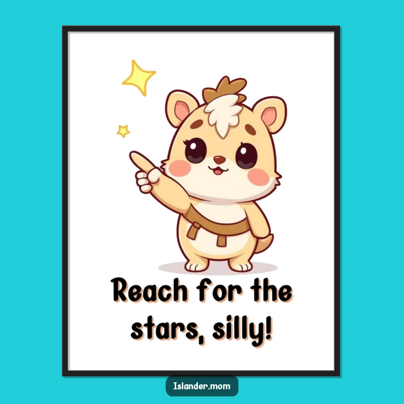 Funny Free Printable Wall Art: Curious Islander Animal & Star - Whimsical Downloadable Decor!