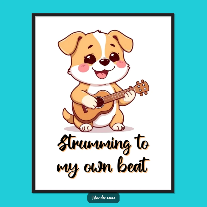 Free Printable Wall Art: Dog's Ukulele Jam Funny Musical Decor
