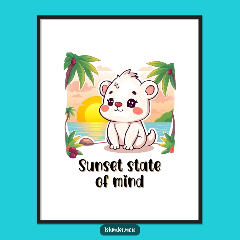 Funny Free Printable Wall Art: Kawaii Islander Sunset Bliss Downloadable Decor Gift