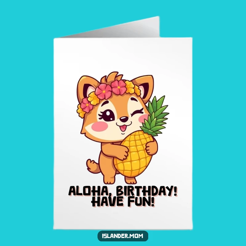 Free Printable Islander Animal Birthday Card - Funny Winking Pineapple Downloadable Gift