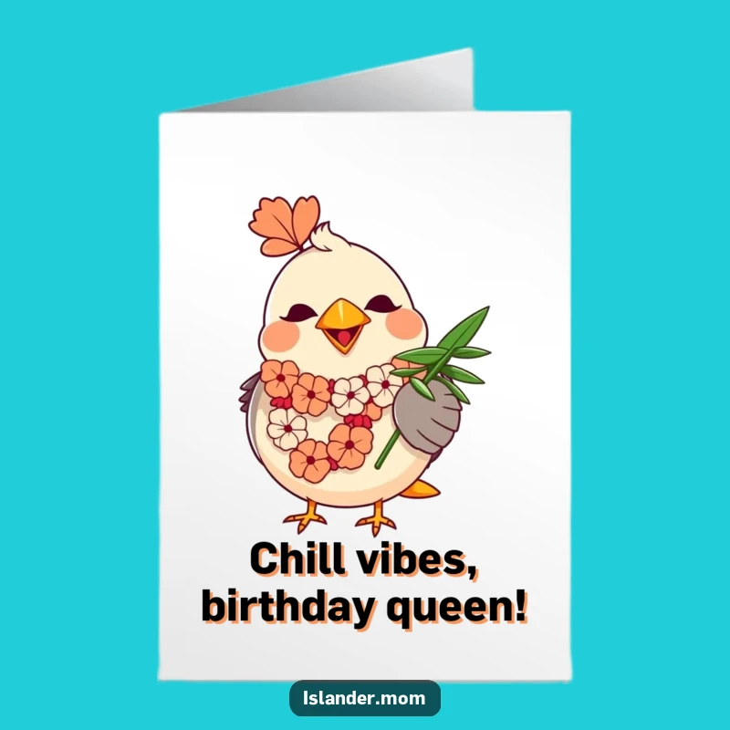 Free Printable Birthday Card: Tropical Bird Lei Humorous Downloadable Gift