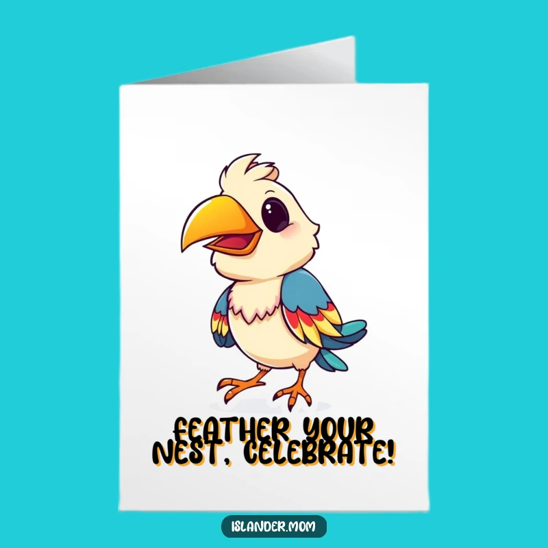 Free Printable Bird Birthday Card: Festive Shimmy & Colorful Feathers