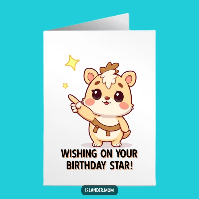 Free Printable Birthday Card: Curious Islander Animal & Star - Funny Downloadable Gift!