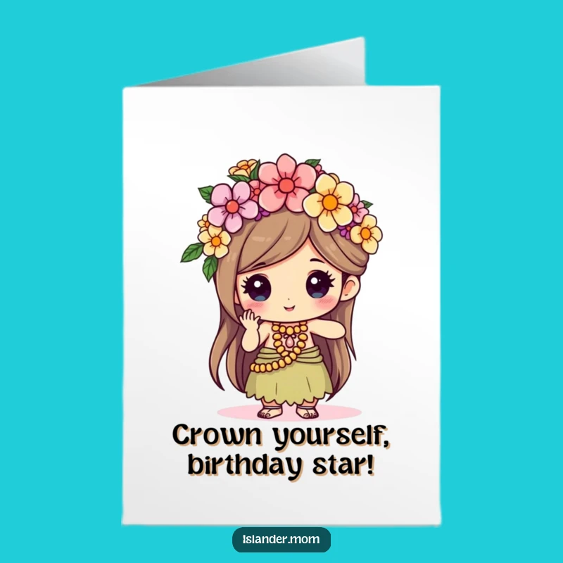Free Printable Birthday Card: Flower Crown Islander's Crafty Joy, Funny Downloadable Gift