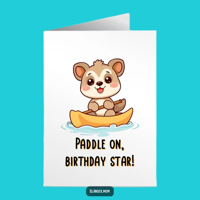 Free Printable Birthday Card: Funny Canoe Animal Grinning - Instant Download Gift