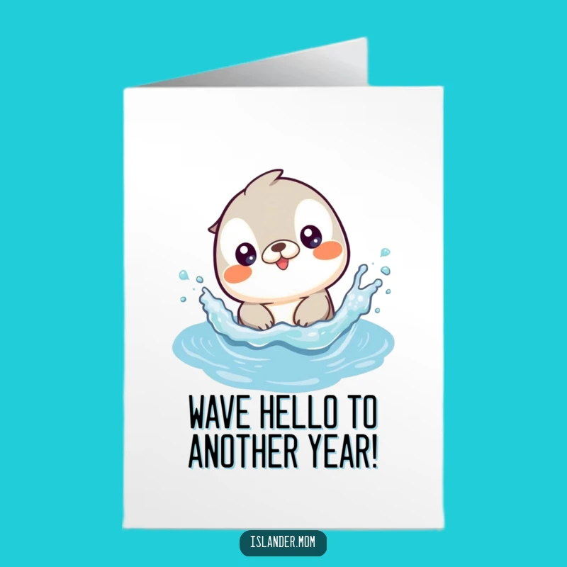 Free Printable Birthday Card: Funny Islander Animal Splashing - Downloadable Fun!