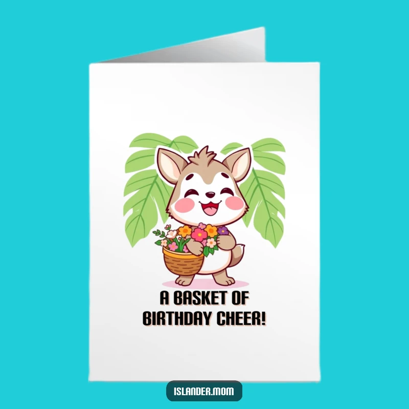 Free Printable Birthday Card: Islander Flower Basket DIY Humor Downloadable Gift
