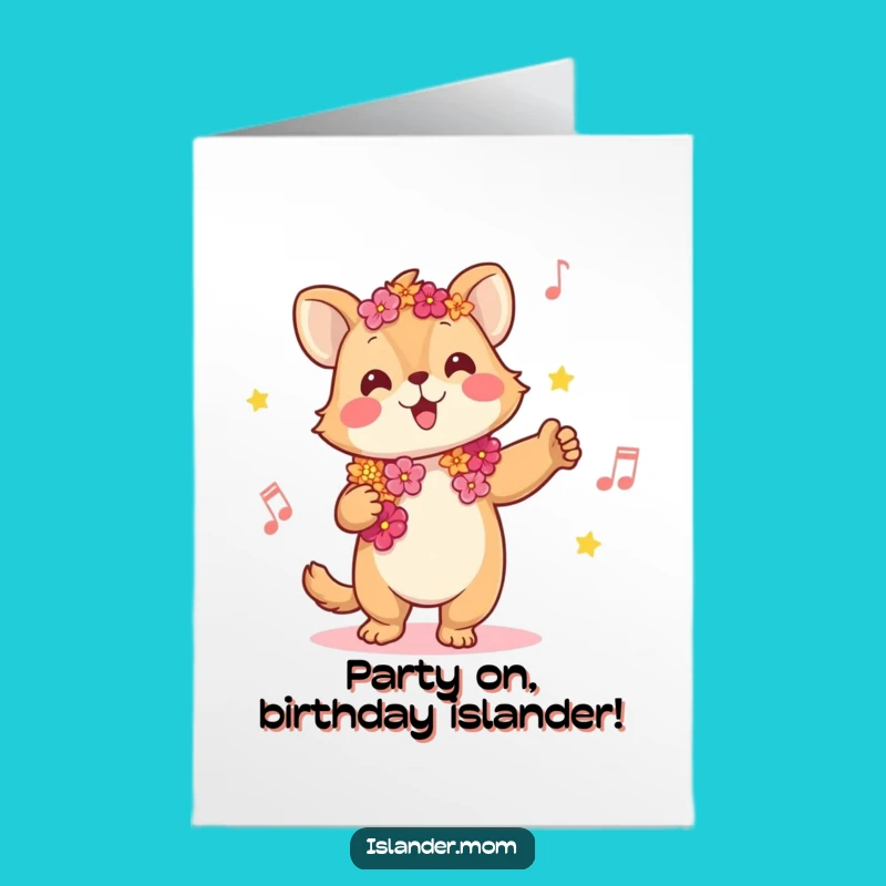 Free Printable Birthday Card Kawaii Islander Lei Music Funny Gift