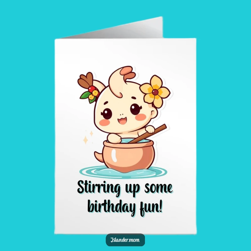 Free Printable Birthday Card: Tropical Islander Chef Funny Downloadable Gift for Foodies