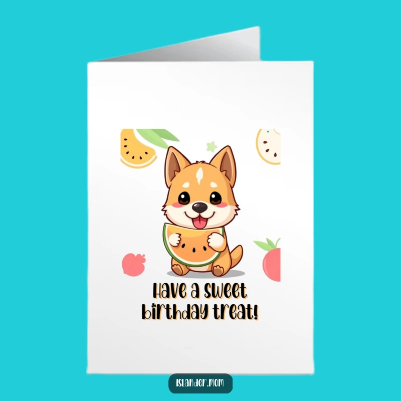 Free Printable Birthday Card: Friendly Tropical Fruit Dog - Funny Downloadable Gift
