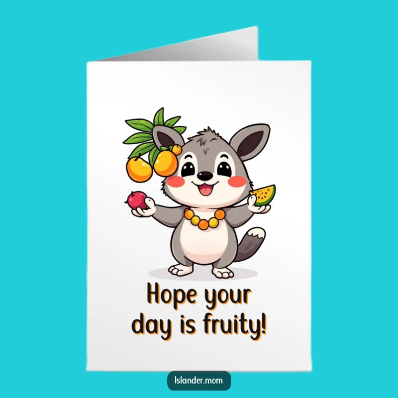 Free Printable Birthday Card Kawaii Islander Fruit Juggling Funny Gift