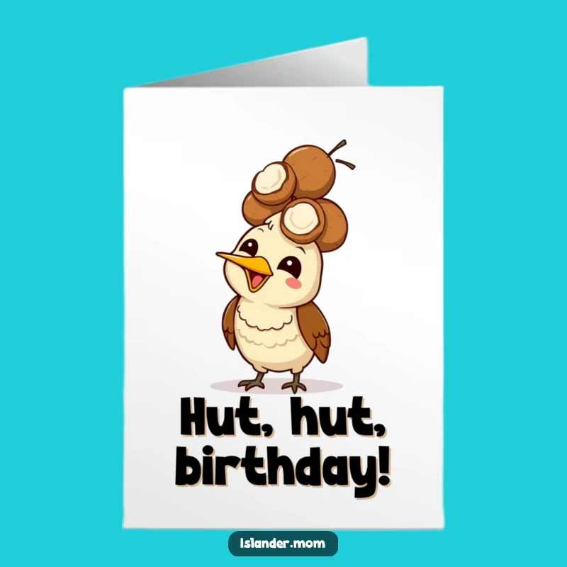 Free Printable Birthday Card: Coconut Bird Balance Humorous Downloadable Gift